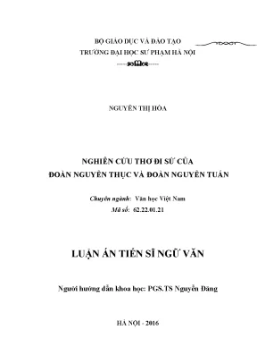 Luận án tiến sĩ ngữ văn nghiên cứu thơ đi sứ của đoàn nguyễn thục và đoàn nguyễn tuấn