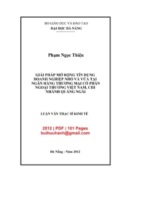 Luận văn thạc sĩ quản trị kinh doanh giải pháp mở rộng tín dụng doanh nghiệp nhỏ và vừa tại ngân hàng thương mại cổ phần ngoại thương việt nam chi nhánh quảng ngãi