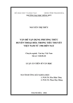 Luận án tiến sĩ văn học vấn đề vận dụng phương thức huyền thoại hóa trong tiểu thuyết việt nam từ 1986 đến nay