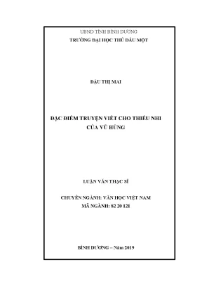 Luận văn thạc sĩ văn học việt nam đặc điểm truyện viết cho thiếu nhi của vũ hùng