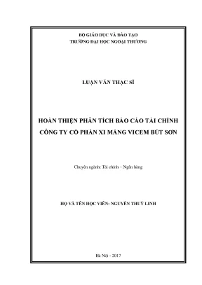 Luận văn hoàn thiện phân tích báo cáo tài chính công ty cổ phần xi măng vicem bút sơn