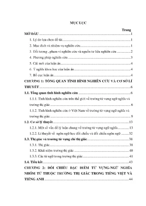 Luận án tiến sĩ ngôn ngữ học đối chiếu các đơn vị từ vựng thuộc trường thị giác trong tiếng việt và tiếng anh