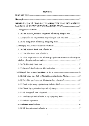Một số giải pháp hoàn thiện công tác thanh quyết toán dự án đầu tư xây dựng sử dụng vốn ngân sách nhà nước trên địa bàn quận 9 thành phố hồ chí minh luận văn thạc sỹ kinh tế xây dựng