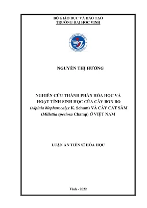 Luận án tiến sĩ nghiên cứu thành phần hóa học và hoạt tính sinh học của cây bon bo alpinia blepharocalyx k schum và cây cát sâm millettia speciosa champ ở việt nam