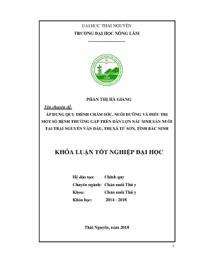 Luận văn áp dụng quy trình chăm sóc nuôi dưỡng và điều trị một số bệnh thường gặp trên đàn lợn nái sinh sản nuôi tại trại nguyễn văn đẩu thị xã từ sơn tỉnh bắc ninh