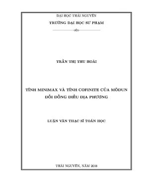 Luận văn thạc sĩ tính minimax và tính cofinite của môđun đối đồng điều địa phương