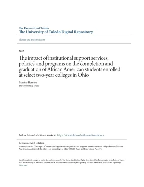 Luận văn the impact of institutional support services policies and programs on the completion and graduation of african american students enrolled at select two year colleges in ohio