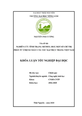 Luận văn nghiên cứu tình trạng methyl hóa một số chỉ thị phân tử ở bệnh nhân ung thư đại trực tràng việt nam