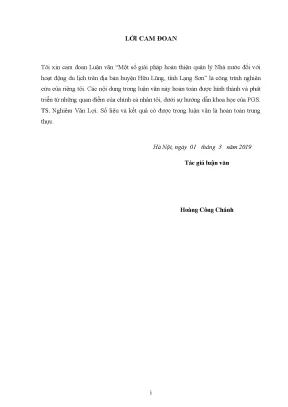 Luận văn thạc sĩ một số giải pháp hoàn thiện quản lý nhà nước đối với hoạt động du lịch trên địa bàn huyện hữu lũng tỉnh lạng sơn