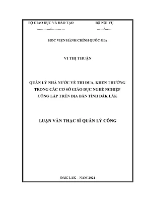 Luận văn thạc sĩ quản lý nhà nước về thi đua khen thưởng trong các cơ sở giáo dục nghề nghiệp công lập trên địa bàn tỉnh đắk lắk