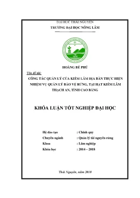 Luận văn công tác quản lý của kiểm lâm địa bàn thực hiện nhiệm vụ quản lý bảo vệ rừng tại hạt kiểm lâm thạch an cao bằng