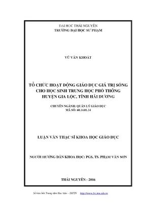 Luận văn thạc sĩ tổ chức hoạt động giáo dục giá trị sống cho học sinh trung học phổ thông huyện gia lộc tỉnh hải dương compressed