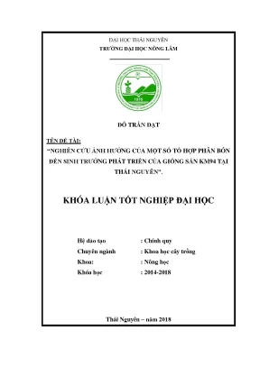 Luận văn nghiên cứu ảnh hưởng của một số tổ hợp phân bón đến sinh trưởng phát triển của giống sắn km94 tại thái nguyên