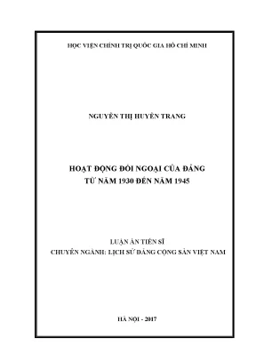Luận án tiến sĩ lịch sử đảng cộng sản việt nam hoạt động đối ngoại của đảng từ năm 1930 đến năm 1945
