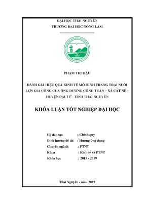 Luận văn đánh giá hiệu quả kinh tế mô hình trang trại nuôi lợn gia công của ông dương công tuấn tại xã cát nê huyện đại từ tỉnh thái nguyên