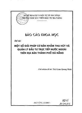 Luận văn một số giải pháp cơ bản nhằm thu hút và quản lý đầu tư trực tiếp nước ngoài trên địa bàn tp đà nẵng