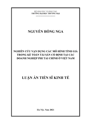 Luận án tiến sĩ nghiên cứu vận dụng các mô hình tính giá trong kế toán tài sản cố định