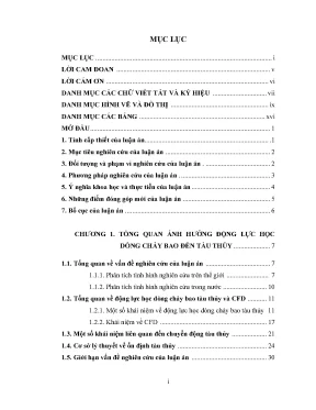 Luận án tiến sĩ kỹ thuật nghiên cứu ảnh hưởng động lực học dòng chảy bao đến lực cản tàu thuỷ trong quá trình thay đổi hướng chuyển động