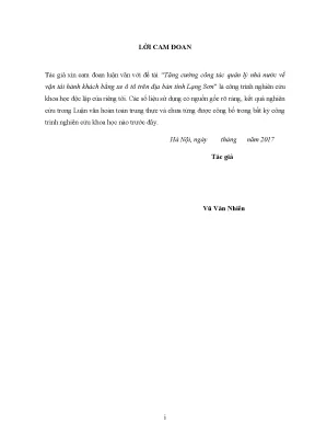 Luận văn thạc sỹ quản lý kinh tế đề tài tăng cường công tác quản lý nhà nước về vận tải hành khách bằng xe ô tô trên địa bàn tỉnh lạng sơn