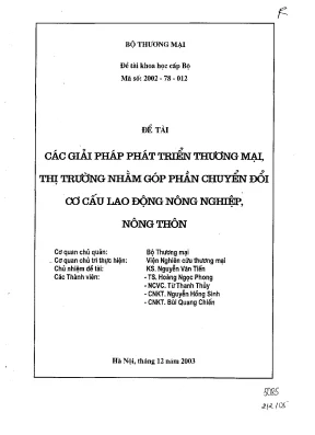 Luận văn đề tài khoa học cấp bộ các giải pháp phát triển thương mại thị trường nhằm góp phần chuyển đổi cơ cấu lao động nông nghiệp nông thôn