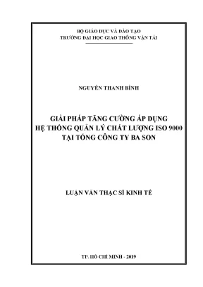 Giải pháp tăng cường áp dụng hệ thống quản lý chất lượng iso 9000 tại tổng công ty ba son luận văn thạc sĩ chuyên ngành quản trị kinh doanh