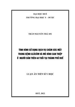Luận án tiến sĩ tình hình sử dụng dịch vụ chăm sóc mắt trong bệnh glôcôm và mô hình can thiệp ở người dân trên 40 tuổi tại thành phố huế