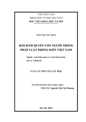 Luận án tiến sĩ bảo đảm quyền con người trong pháp luật phong kiến việt nam
