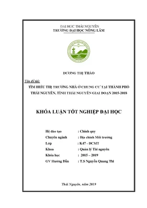 Luận văn tìm hiều thị trường nhà ở chung cư tại thành phố thái nguyên tỉnh thái nguyên giai đoạn 2015 2018