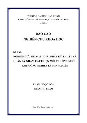 Luận văn nghiên cứu đề xuất giải pháp kỹ thuật và quản lý nhằm cải thiện hệ thống thoát nước khu công nghiệp lê minh xuân