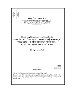 Luận văn nghiên cứu ứng dụng công nghệ sinh học trong xử lý môi trường nuôi tôm công nghiệp năng suất cao
