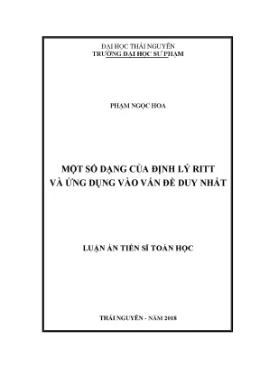 Luận án tiến sĩ một số dạng của định lý ritt và ứng dụng vào vấn đề duy nhất
