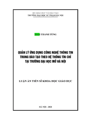 Luận án tiến sĩ quản lý ứng dụng công nghệ thông tin trong đào tạo theo tín chỉ tại trường đại học mở hà nội