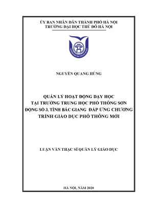 Luận văn thạc sĩ quản lý hoạt động dạy học tại trường trung học phổ thông sơn động số 3 tỉnh bắc giang đáp ứng chương trình giáo dục phổ thông mới