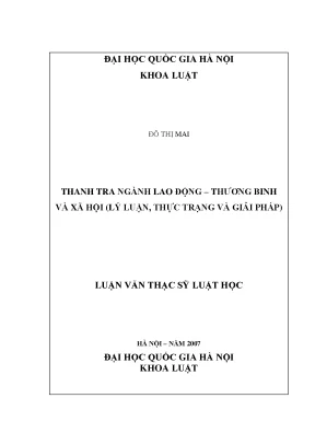 Luận văn thạc sĩ thanh tra ngành lao động thương binh và xã hội lý luận thực trạng và giải pháp