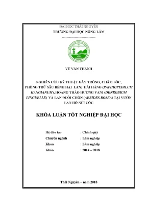 Luận văn nghiên cứu kỹ thuật gây trồng chăm sóc phòng trừ sâu bệnh hại lan hài hằng paphiopedilum hangianum hoàng thảo hương vani