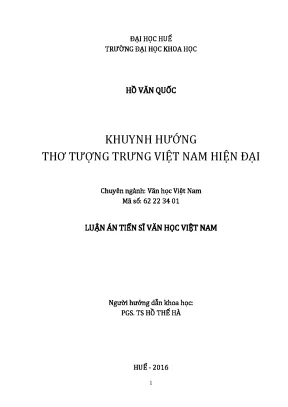 Luận án tiến sĩ văn học việt nam khuynh hướng thơ tượng trưng việt nam hiện đại