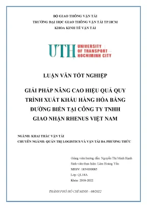 Luận văn giải pháp nâng cao hiệu quả quy trình xuất khẩu hàng hóa bằng đường biển tại công ty tnhh giao nhận rhenus việt nam