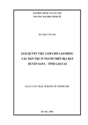Luận văn thạc sĩ giải quyết việc làm cho lao động các dân tộc ít người trên địa huyện sa pa tỉnh lào cai