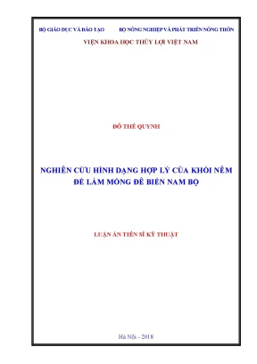 Luận án tiến sĩ nghiên cứu hình dạng hợp lý của khối nêm để làm móng đê biển nam bộ