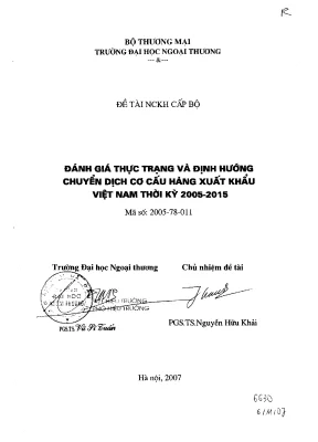 Luận văn đánh giá thực trạng và định hướng chuyển dịch cơ cấu hàng xuất khẩu việt nam thời kỳ 2005 2015