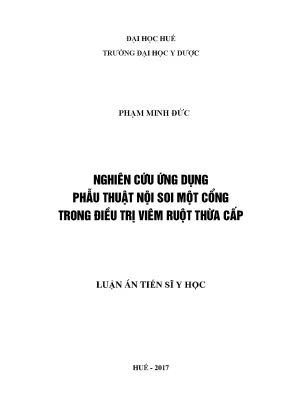 Luận án tiến sĩ nghiên cứu ứng dụng phẫu thuật nội soi một cổng trong điều trị viêm ruột thừa cấp