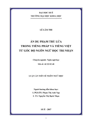 Luận án tiến sĩ ngôn ngữ học ẩn dụ phạm trù lửa trong tiếng pháp và tiếng việt từ góc độ ngôn ngữ học tri nhận