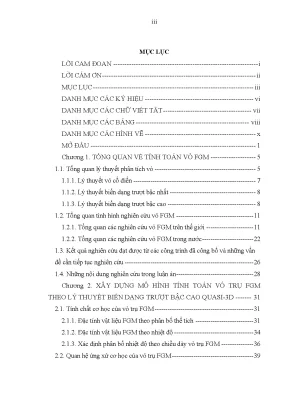 Luận án tiến sĩ kỹ thuật nghiên cứu trạng thái ứng suất biến dạng của vỏ trụ composite có cơ tính biến thiên chịu tải trọng cơ nhiệt trên cơ sở lý thuyết biến dạng trượt bậc cao
