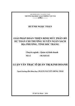 Giải pháp hoàn thiện định mức phân bổ dự toán chi thường xuyên ngân sách địa phương tỉnh sóc trăng luận văn thạc sỹ quản trị kinh doanh