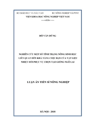 Luận án tiến sĩ nông nghiệp nghiên cứu một số tính trạng nông sinh học liên quan đến khả năng chịu hạn của vật liệu nhiệt đới phục vụ chọn tạo giống ngô lai