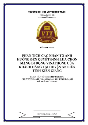 Luận văn tốt nghiệp quản trị kinh doanh phân tích các nhân tố ảnh hưởng đến quyết định lựa chọn mạng di động vinaphone của khách hàng tại huyện an biên tỉnh kiên giang