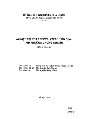 Luận văn nghiệp vụ ngắt dòng lệnh để ổn định thị trường chứng khoán