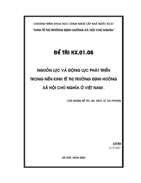 Luận văn đề tài nguồn lực và động lực phát triển trong nền kinh tế thị trường định hướng xã hội chủ nghĩa ở việt nam