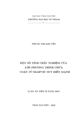 Luận án tiến sĩ một số tính chất nghiệm của lớp phương trình chứa toán tử elliptic suy biến mạnh