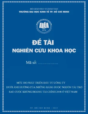 Luận văn mức độ phát triển đầu tư công ty dưới ảnh hưởng của những ràng buộc nguồn tài trợ sau cuộc khủng hoảng tài chính 2008 ở vn 1
